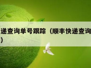 顺丰快递查询单号跟踪（顺丰快递查询单号物流跟踪）