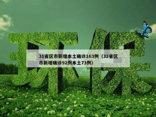 31省区市新增本土确诊163例（31省区市新增确诊92例本土73例）